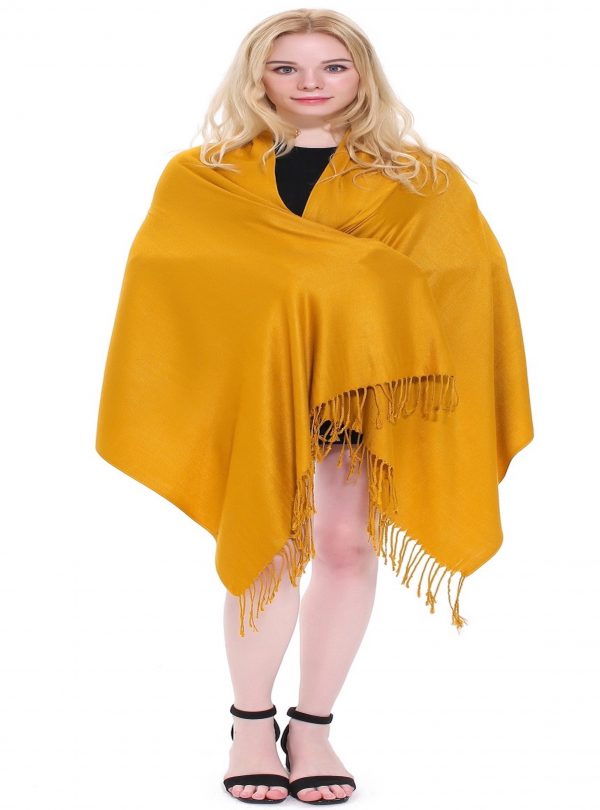 CJ Apparel Lilac Solid Pashmina Shawl – Soft Tassel Wrap, One Size, Women's