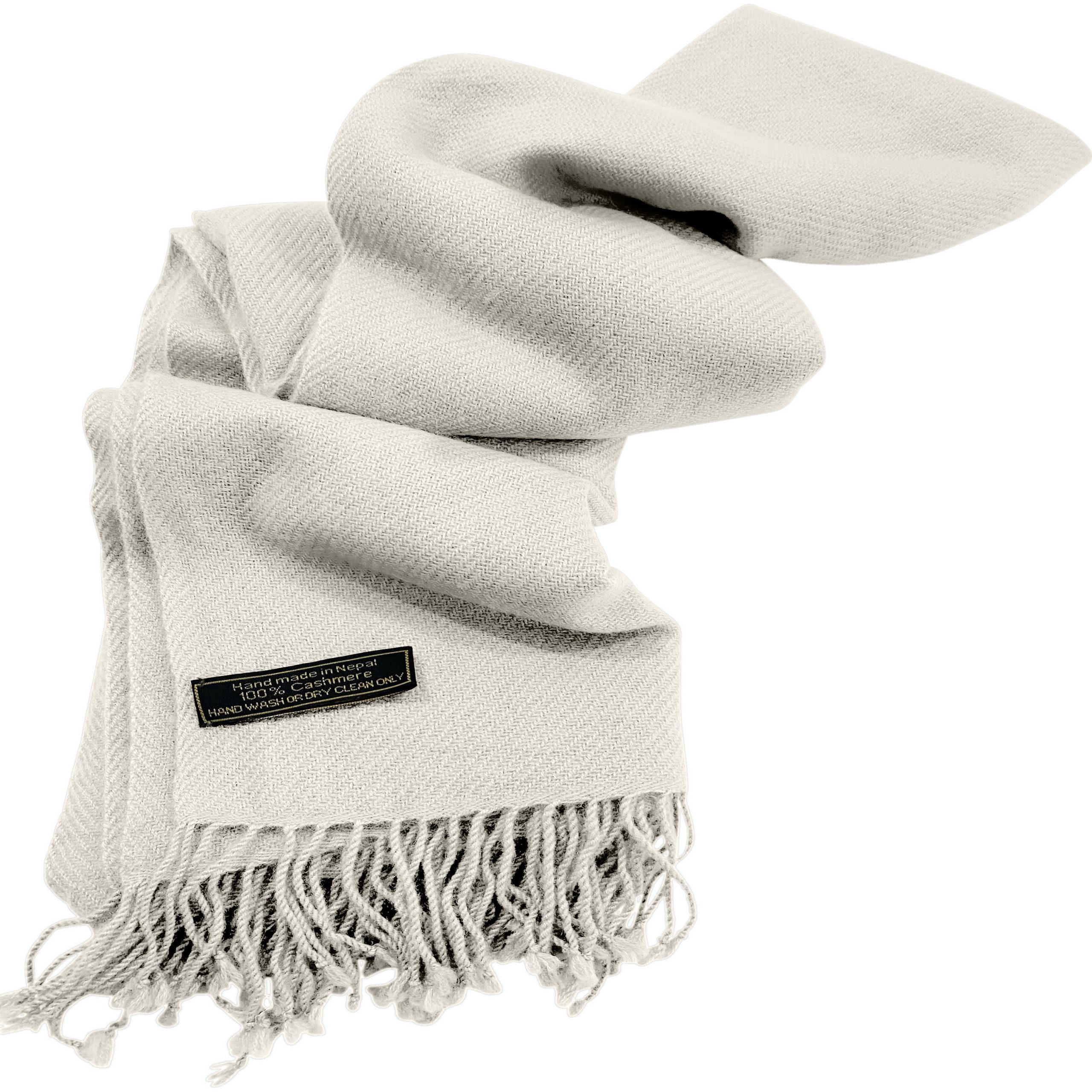 Off White 100 Cashmere Shawl Pashmina Scarf Wrap Stole Hand Made in