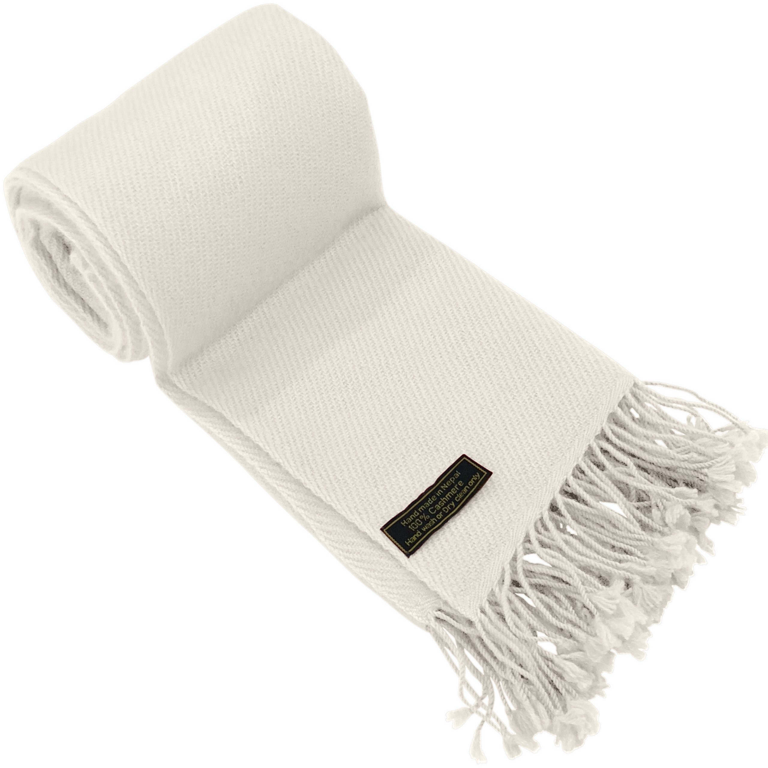 Off White 100 Cashmere Shawl Pashmina Scarf Wrap Stole Hand Made in