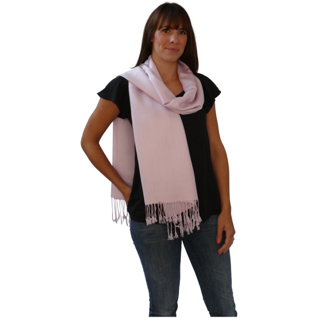 Light Grey Pashmina Style Scarf – Tasselled Rayon Wrap – Women’s Solid Shawl