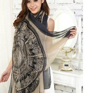 Beige Large Size Fashion Govi Design Voile Pashmina Shawl Scarf Wrap (3 Colors) a1404-278
