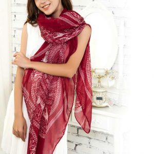 Burgundy Red Large Size Fashion Govi Design Voile Pashmina Shawl Scarf Wrap (3 Colors) a1412-279