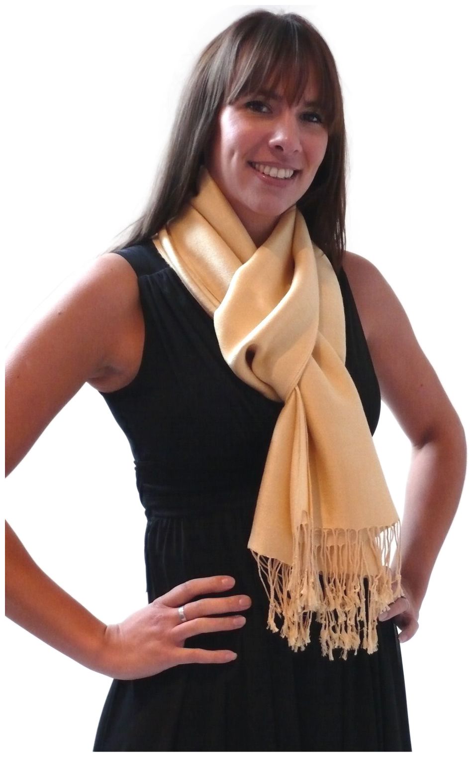 Light Beige Solid Color Design Pashmina Shawl Scarf Wrap Stole Shawls Pashminas Scarves NEW a1066-653