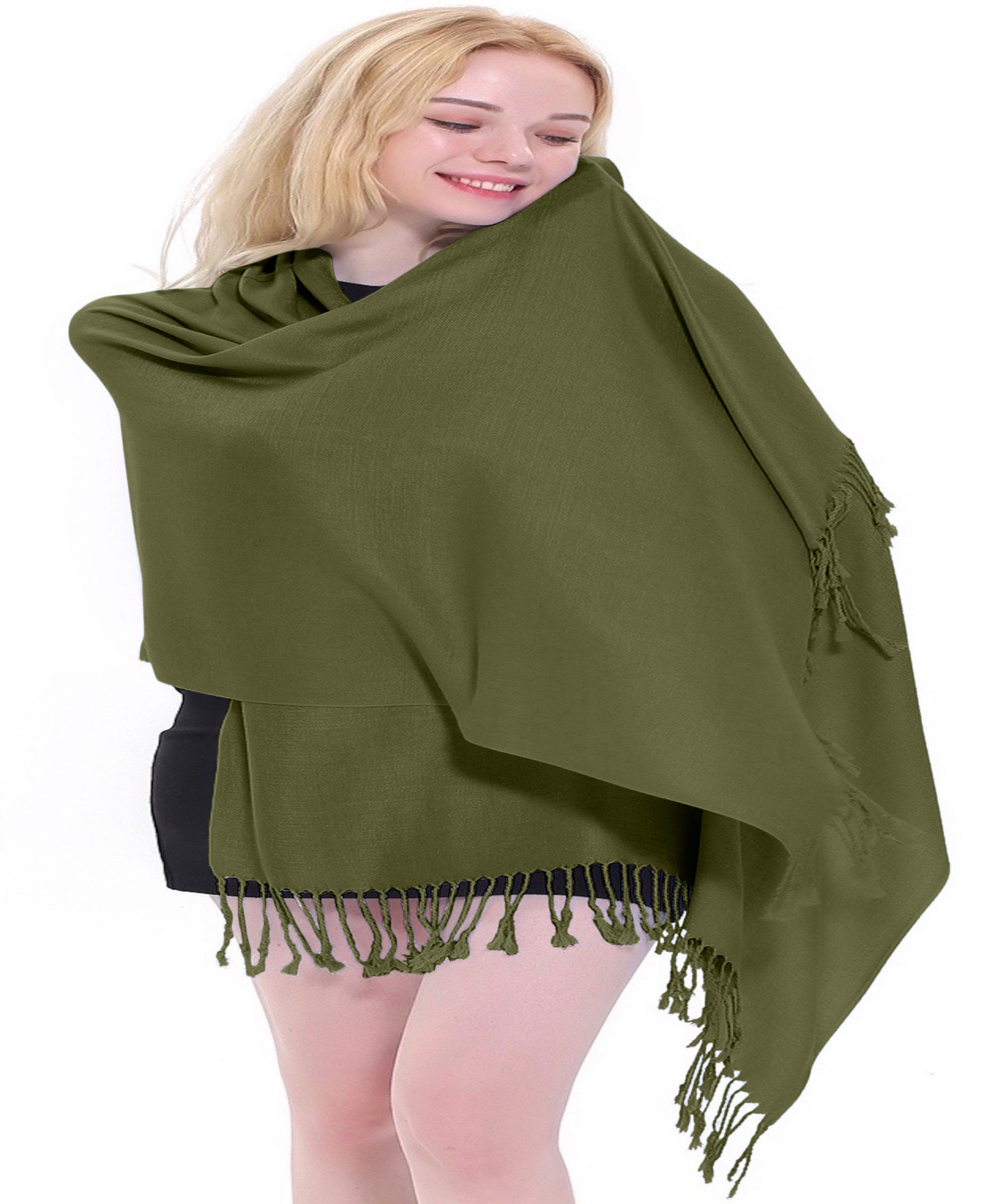 CJ Apparel Écharpe Pashmina Couleur Unie Orange - Grande Écharpe Douce Et Polyvalente Pour Mariage, Fête Ou Quotidien