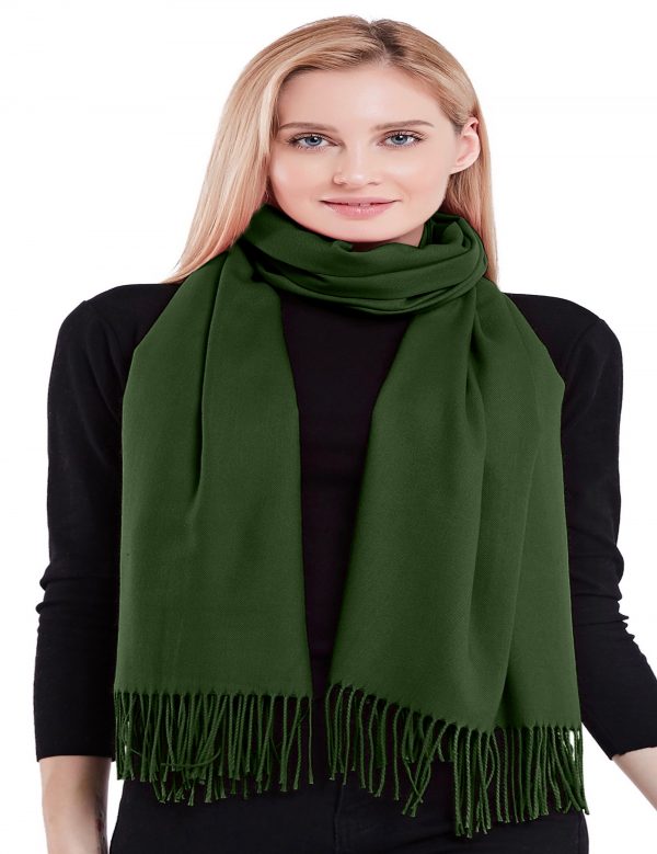 GREEN SCARF Handmade Pashmina Natural Pure Cashmere Stole Wrap Shawl Light Super Soft & Warm Unisex Scarf Nepal Ideal for Gift Fishtail