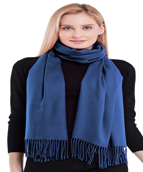 Denim Blue 100% Cashmere Shawl Pashmina Scarf Wrap Stole Hand Made in ...