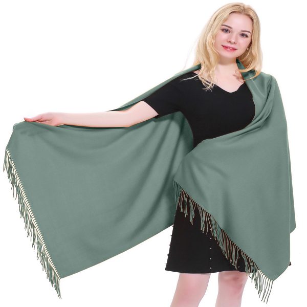 Laurel Green High Grade 100% Cashmere Shawl Pashmina Hand Made from Nepal *NEW* 
