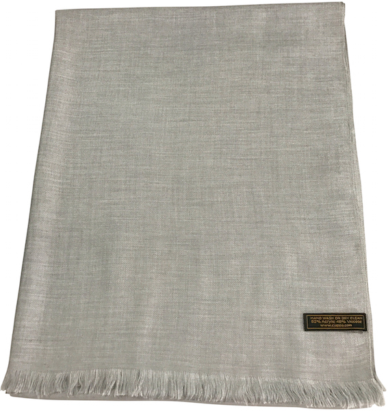 CJ Apparel Light Grey Pashmina Scarf – Rayon/Acrylic Blend – 80x28 Inches – Tasselled – Made In Nepal