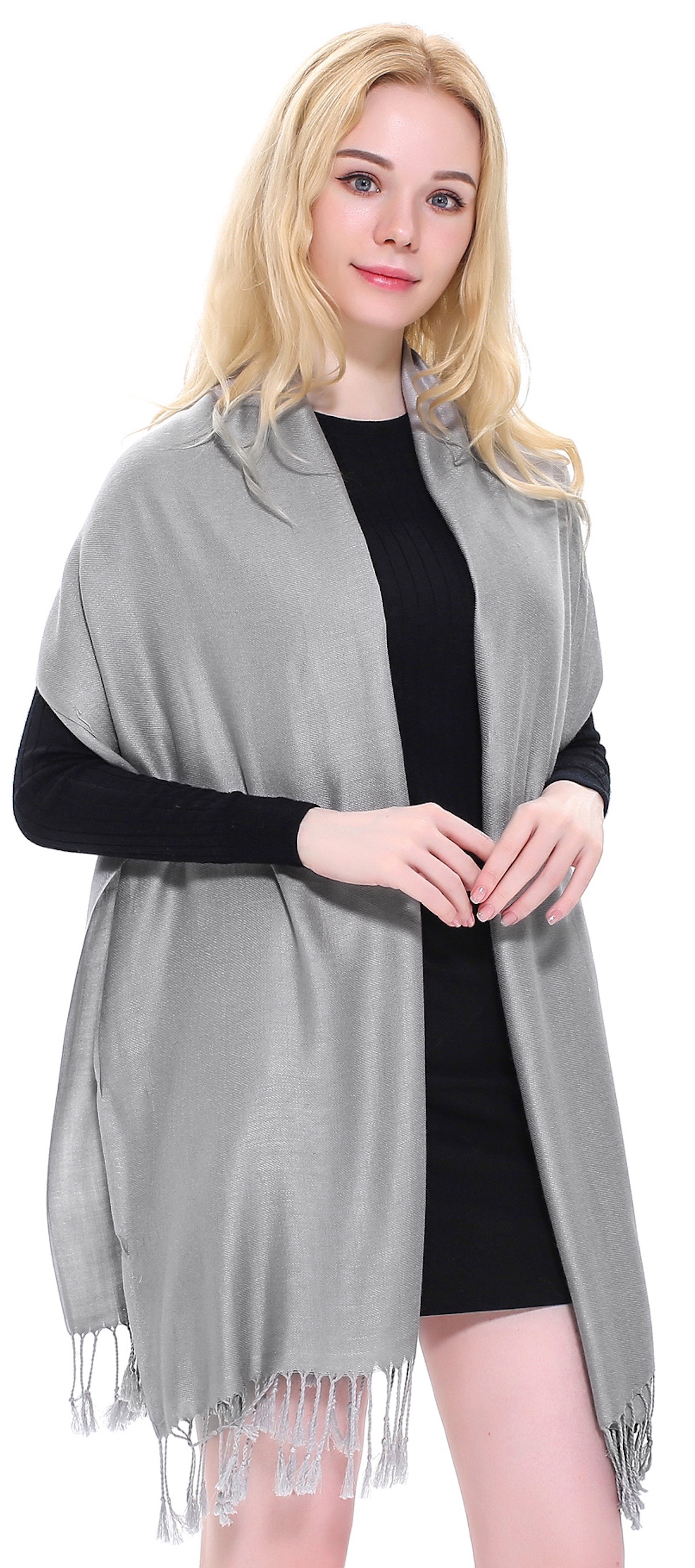 CJ Apparel Nepal Schal Cadet Grey - Pashmina Design, 202x72cm, Handgefertigt